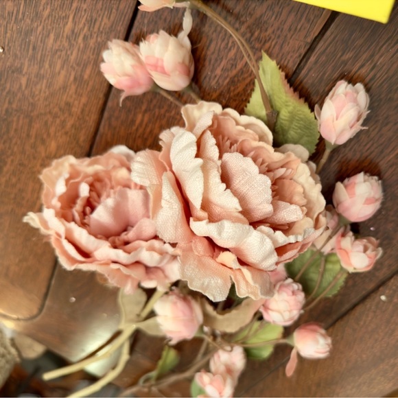 Blush Pink Roses Peonies Floral Green Leaves Wedding Dining Table Arrangement - Picture 6 of 16